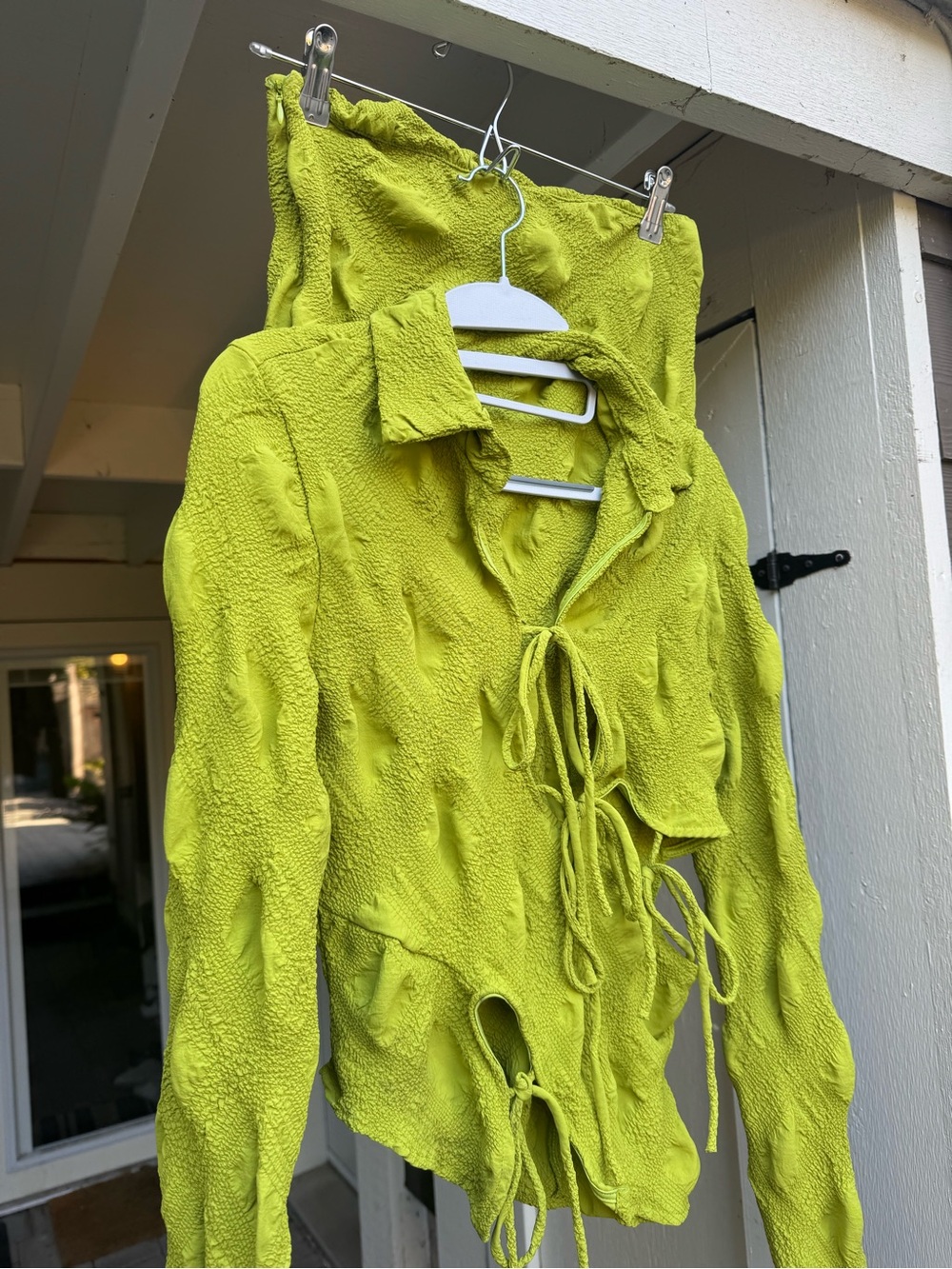 Fashion Nova Neon Lime Textured Swim Cover-Up Set